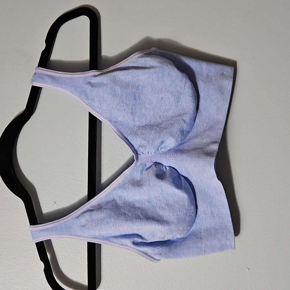 Light Blue Women's Wire Free Pad Free Seamless Stretch Sleep Bra Size L